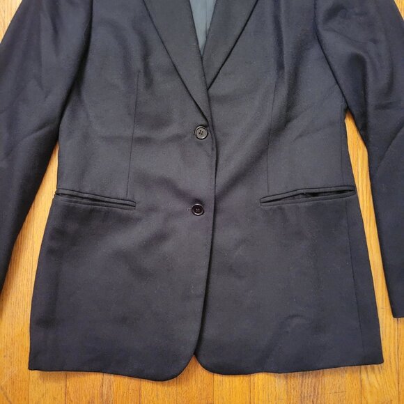 Benetton Wool Blazer Jacket 46 Italy Black Preppy Twee Academia Business - Picture 3 of 7